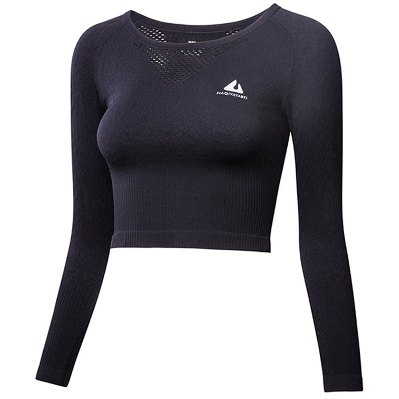 1132-17b9967029769497d3ae38f852c207e8.jpg Women's Mesh Back Crop Sports Longsleeve