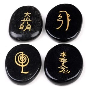 4 Pcs Natural Black Obsidian Feng Shui Stones Set