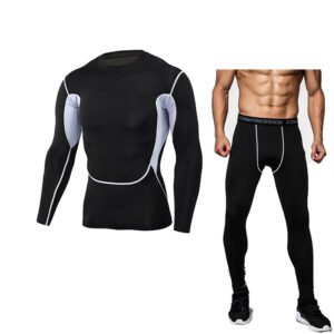 Men's Bodybuilding Compression Tights & Shirt With Long Sleeves