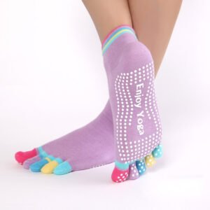 Rainbow Toe Anti-Slip Grip Women's Yoga Socks