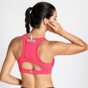 Women's Sport Bra with Back Phone Pouch